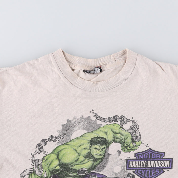 Harley-Davidson Marvel Hulk Motorcycle T-Shirt, Men's Size Small unclear Beige type Vintage Second Hand
