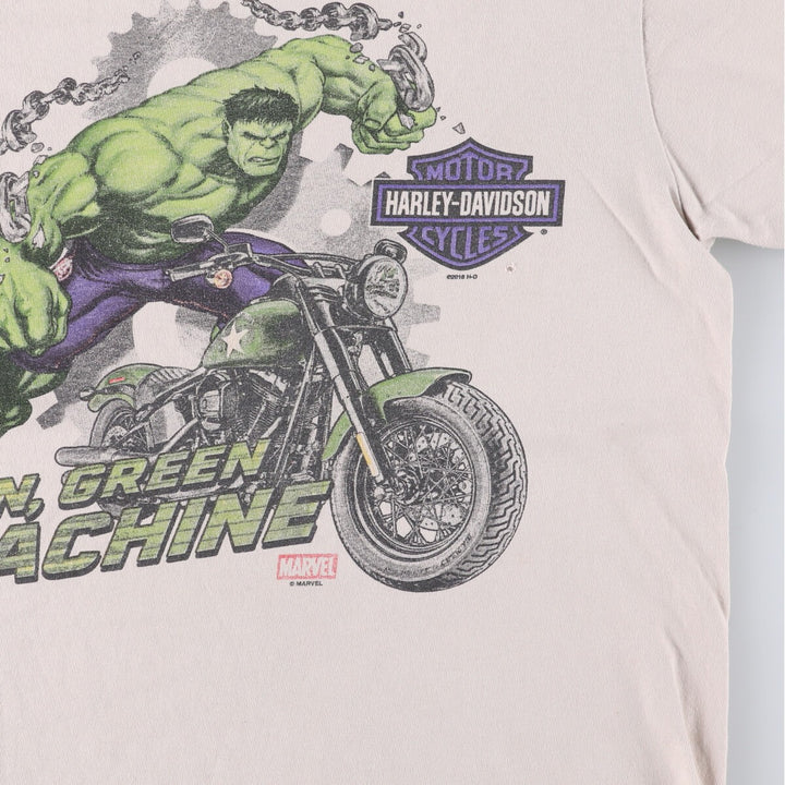 Harley-Davidson Marvel Hulk Motorcycle T-Shirt, Men's Size Small unclear Beige type Vintage Second Hand
