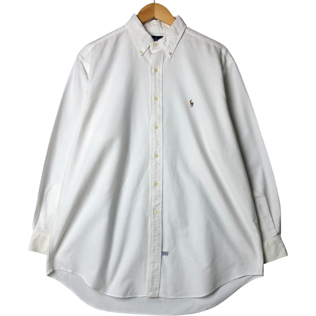 Ralph Lauren long sleeve button down shirt, men's size L cotton white type Vintage Second Hand