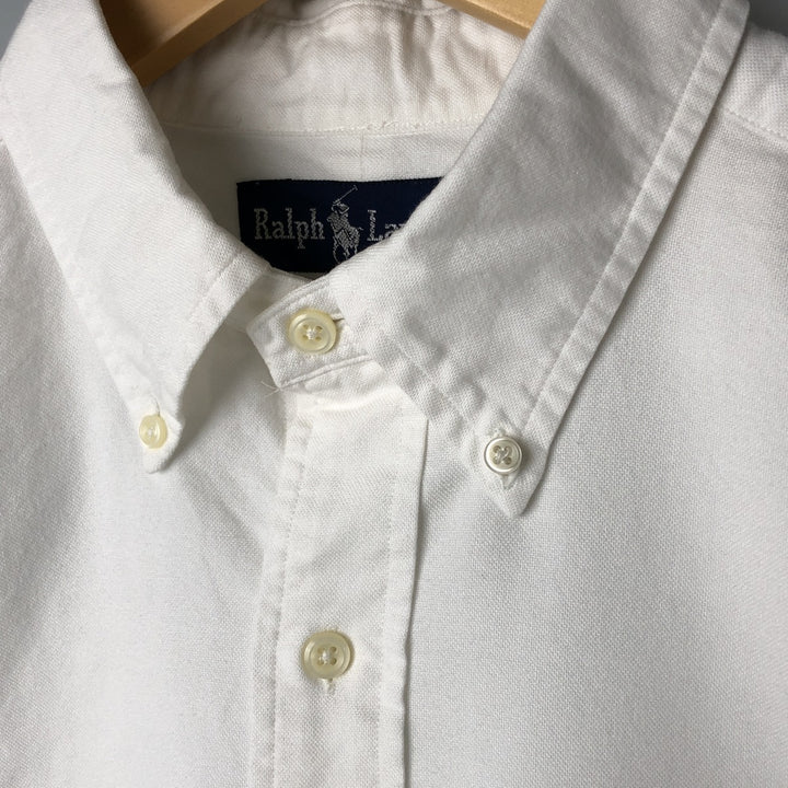 Ralph Lauren long sleeve button down shirt, men's size L cotton white type Vintage Second Hand