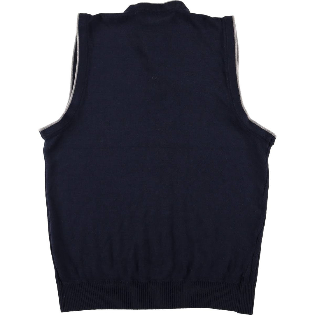 ELLIOTS V-neck knit vest, men's size M polyester navy blue type Vintage Second Hand
