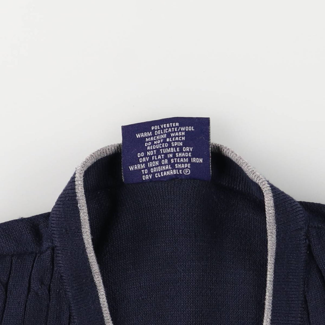 ELLIOTS V-neck knit vest, men's size M polyester navy blue type Vintage Second Hand