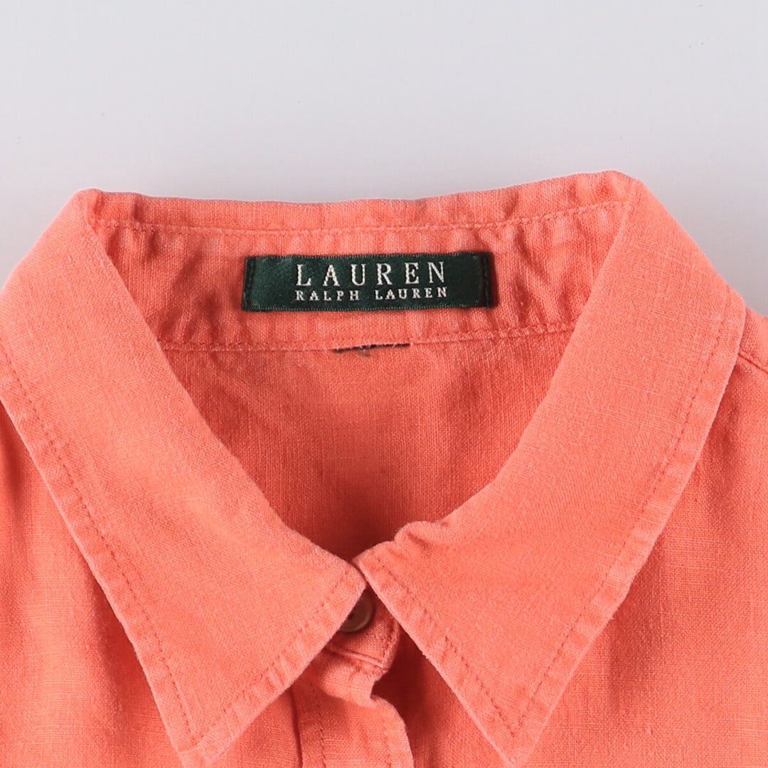 Ralph Lauren LAUREN Lauren long-sleeved shirt, women's size M unclear orange type Vintage Second Hand
