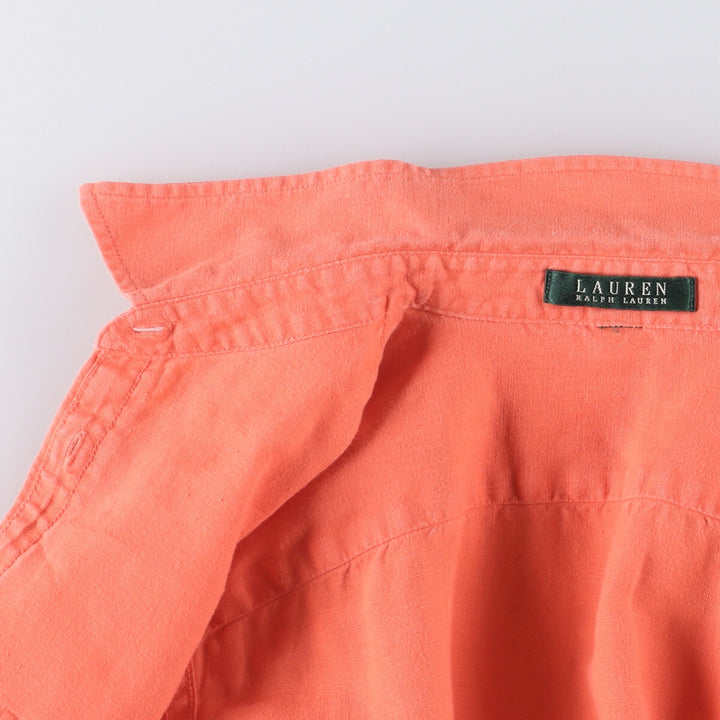 Ralph Lauren LAUREN Lauren long-sleeved shirt, women's size M unclear orange type Vintage Second Hand