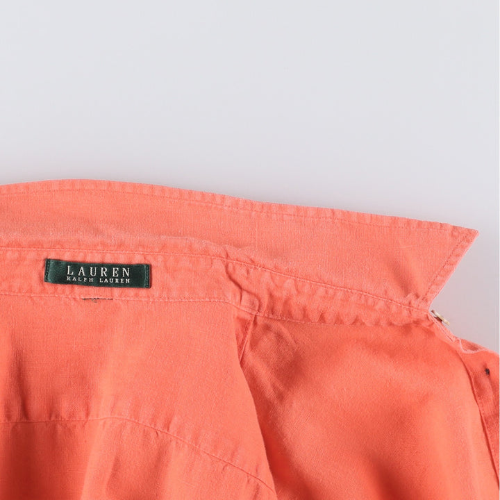 Ralph Lauren LAUREN Lauren long-sleeved shirt, women's size M unclear orange type Vintage Second Hand