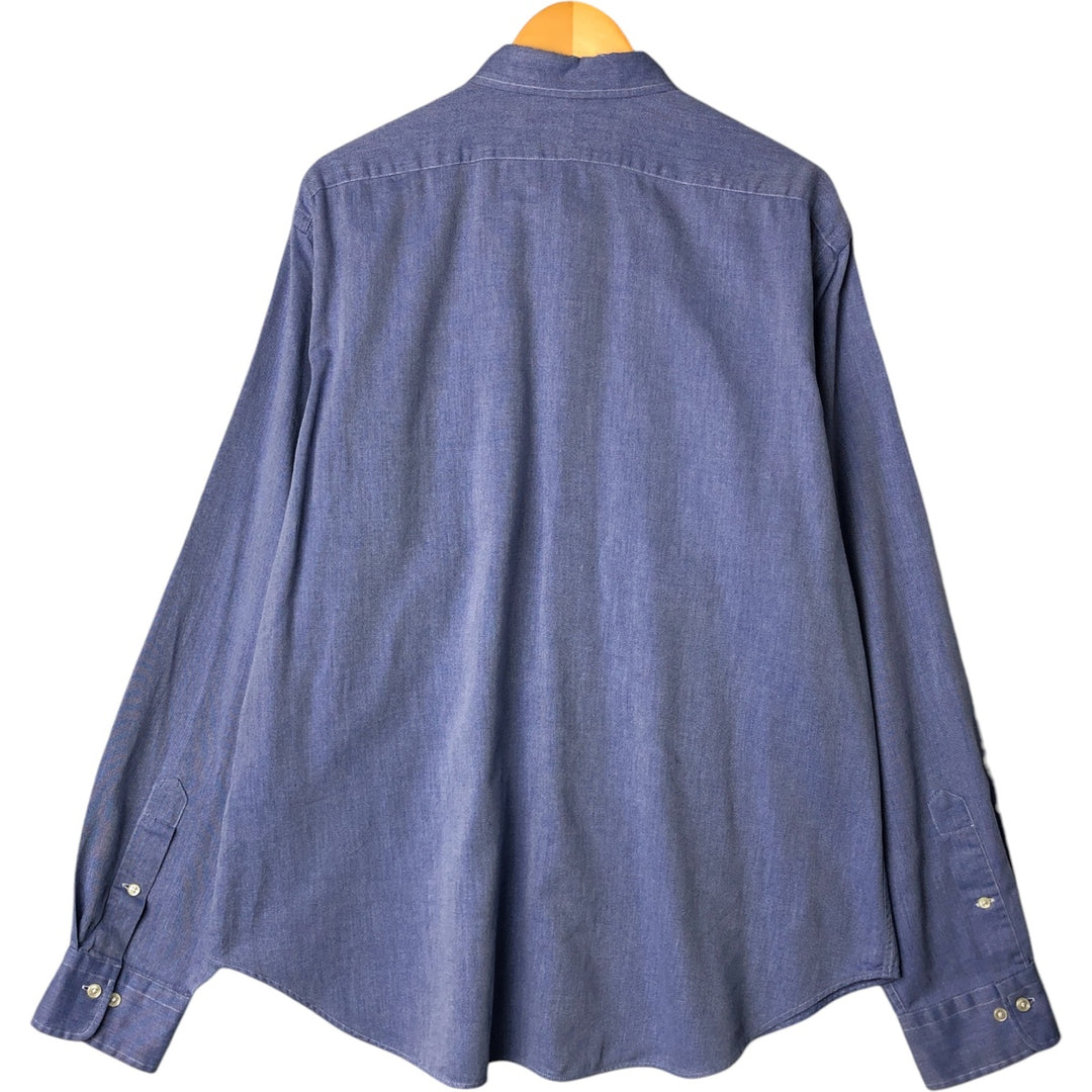 Ralph Lauren LAUREN long-sleeved button-down shirt, women's size XL cotton blue type Vintage Second Hand