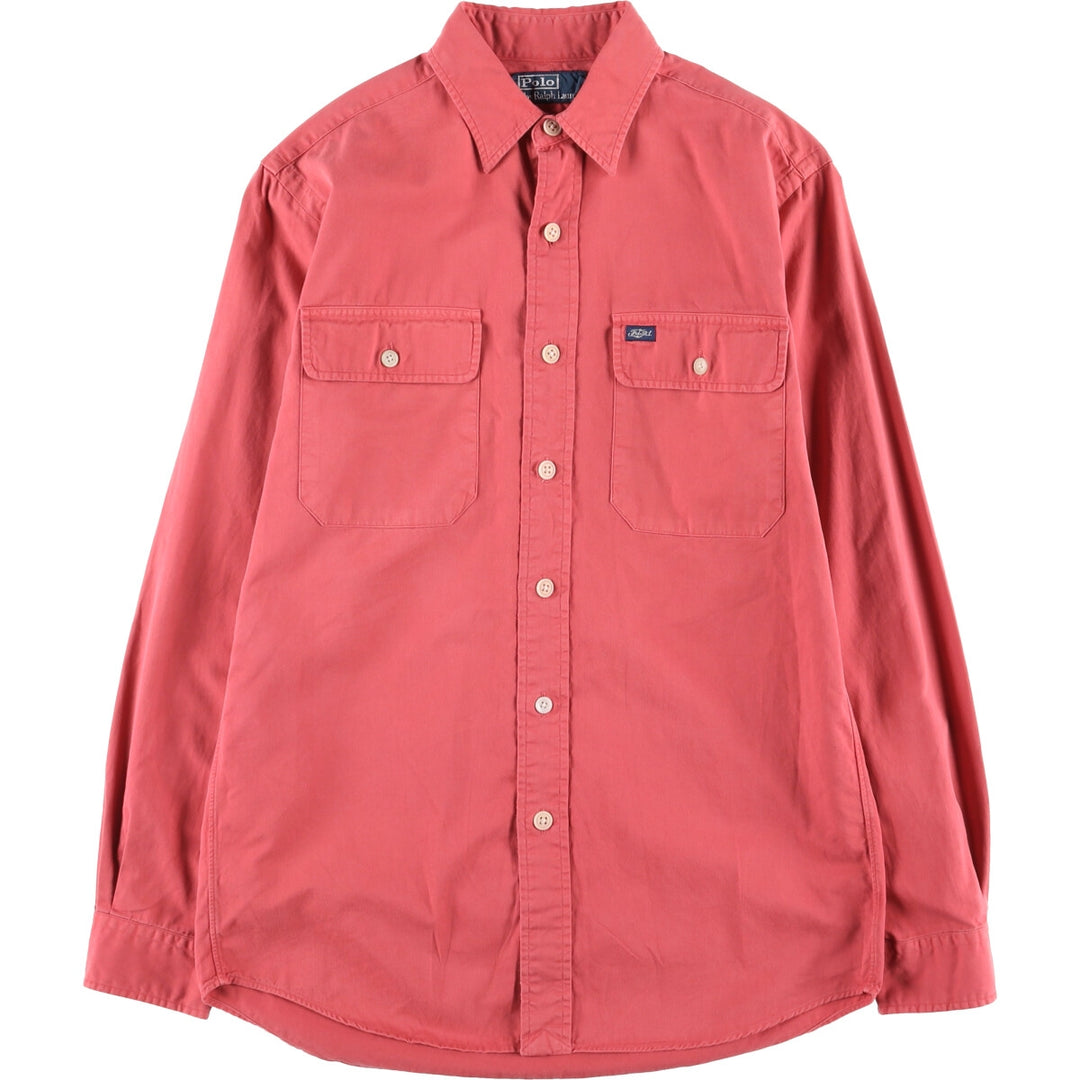Ralph Lauren POLO by Ralph Lauren long-sleeved cotton shirt, men's size S cotton red type Vintage Second Hand