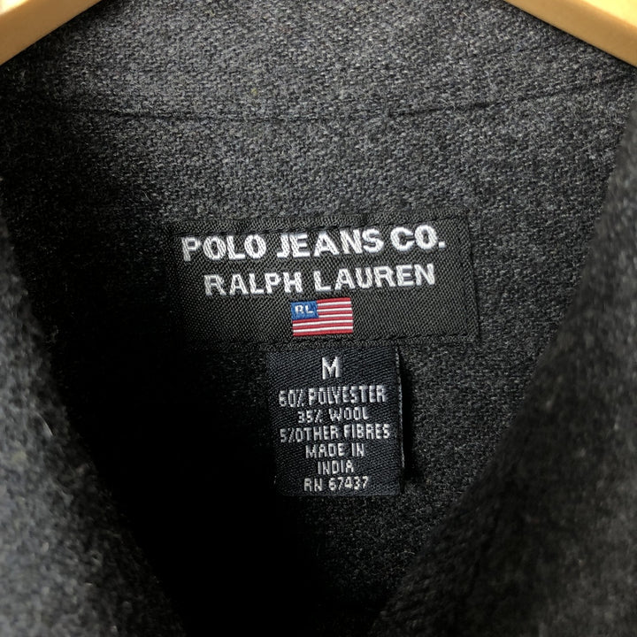 2000'S Ralph Lauren Polo Jeans Company long-sleeved poly shirt, women's size M polyester Charcoal Vintage Second Hand