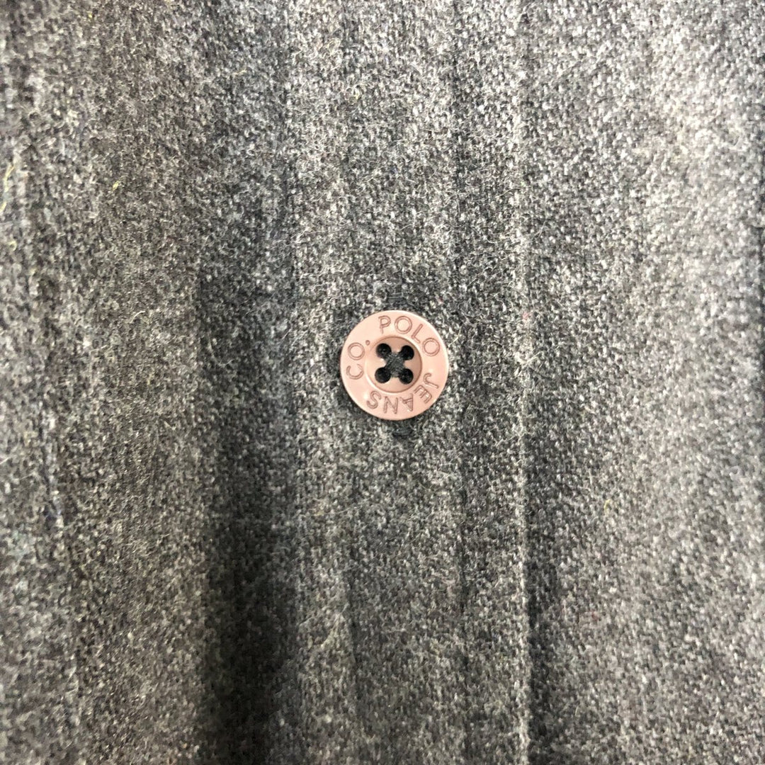 2000'S Ralph Lauren Polo Jeans Company long-sleeved poly shirt, women's size M polyester Charcoal Vintage Second Hand