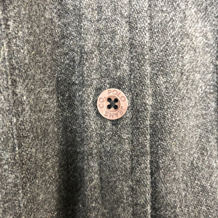 2000'S Ralph Lauren Polo Jeans Company long-sleeved poly shirt, women's size M polyester Charcoal Vintage Second Hand