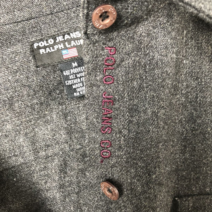 2000'S Ralph Lauren Polo Jeans Company long-sleeved poly shirt, women's size M polyester Charcoal Vintage Second Hand
