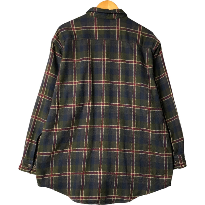 90s~00'S St. John's Bay Long Sleeve Heavy Flannel Check Shirt Men's XL Vintage cotton green type Vintage Second Hand