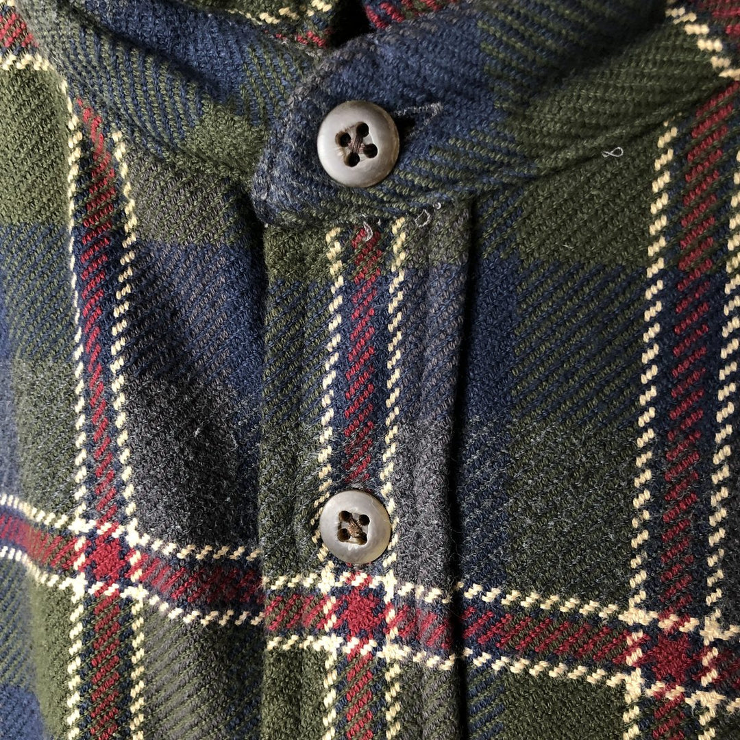 90s~00'S St. John's Bay Long Sleeve Heavy Flannel Check Shirt Men's XL Vintage cotton green type Vintage Second Hand