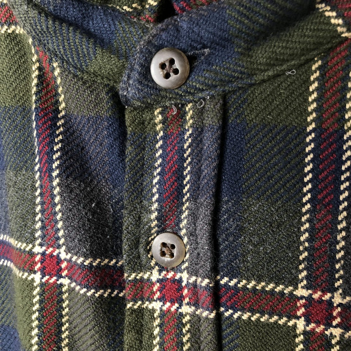 90s~00'S St. John's Bay Long Sleeve Heavy Flannel Check Shirt Men's XL Vintage cotton green type Vintage Second Hand