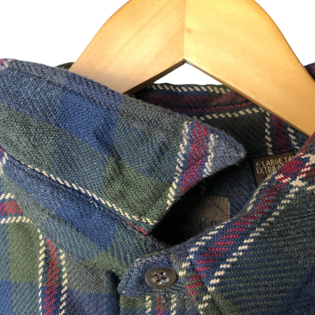 90s~00'S St. John's Bay Long Sleeve Heavy Flannel Check Shirt Men's XL Vintage cotton green type Vintage Second Hand