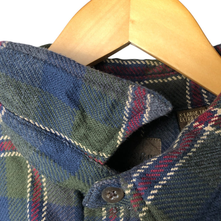 90s~00'S St. John's Bay Long Sleeve Heavy Flannel Check Shirt Men's XL Vintage cotton green type Vintage Second Hand