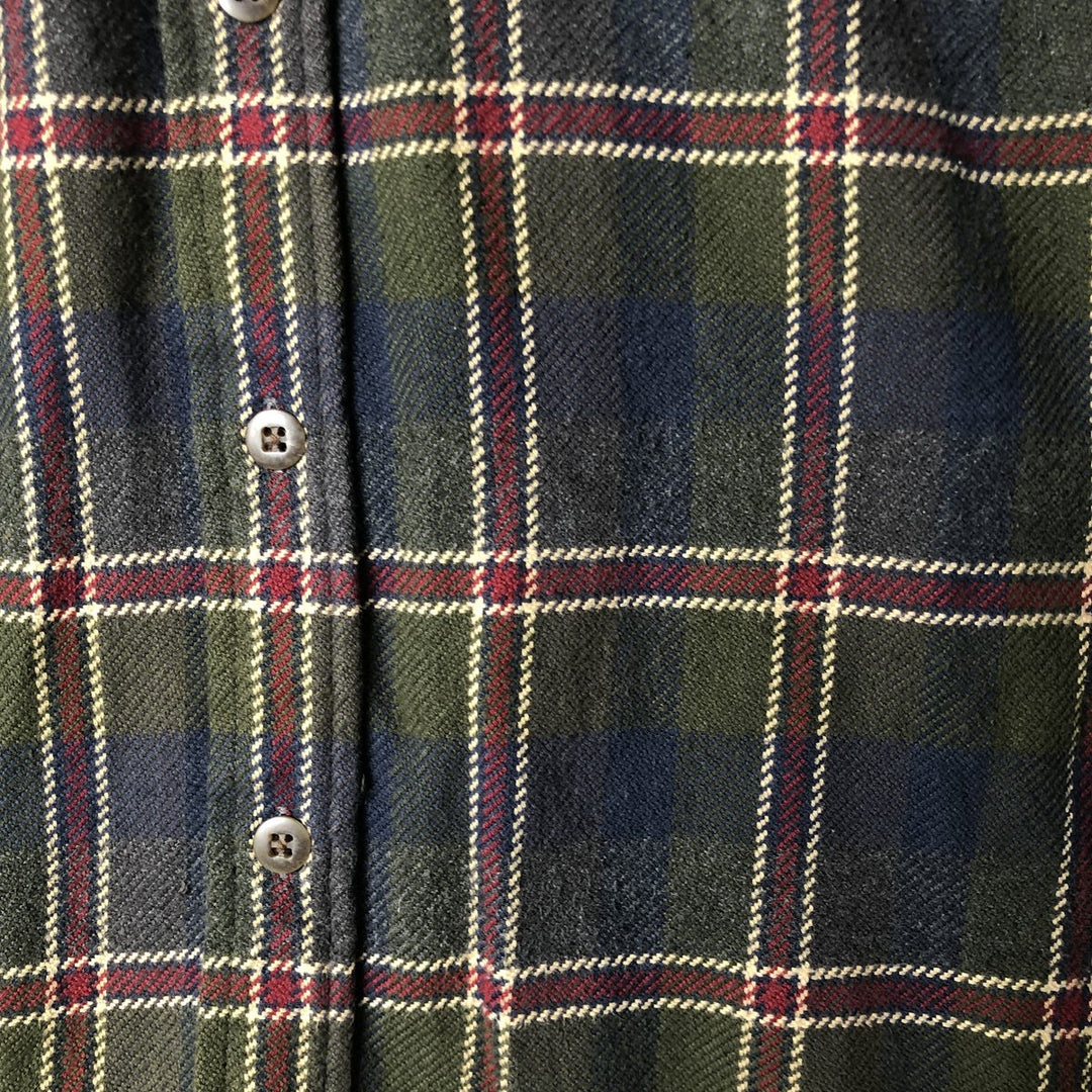 90s~00'S St. John's Bay Long Sleeve Heavy Flannel Check Shirt Men's XL Vintage cotton green type Vintage Second Hand