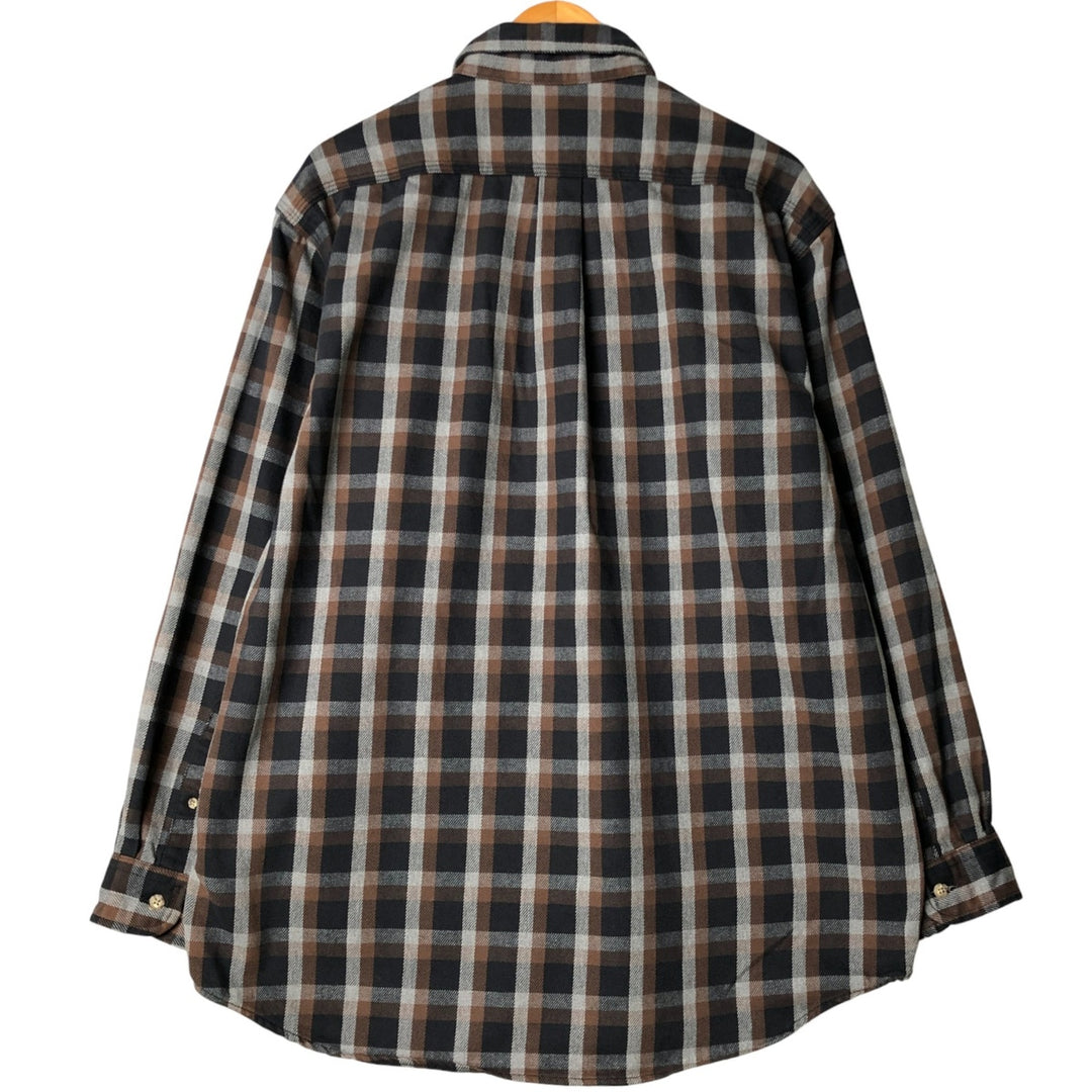2000'S Carhartt long-sleeved flannel check shirt, men's size L cotton navy blue type Vintage Second Hand