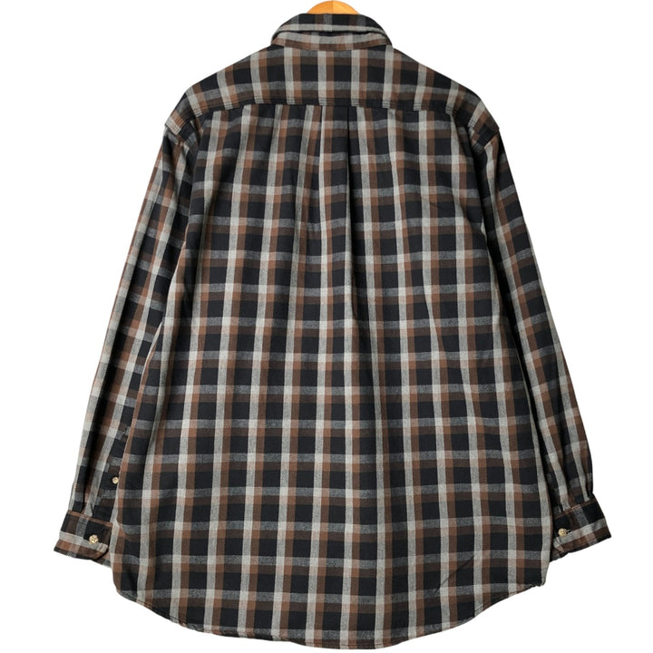 2000'S Carhartt long-sleeved flannel check shirt, men's size L cotton navy blue type Vintage Second Hand