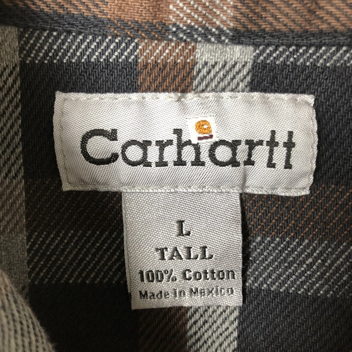 2000'S Carhartt long-sleeved flannel check shirt, men's size L cotton navy blue type Vintage Second Hand