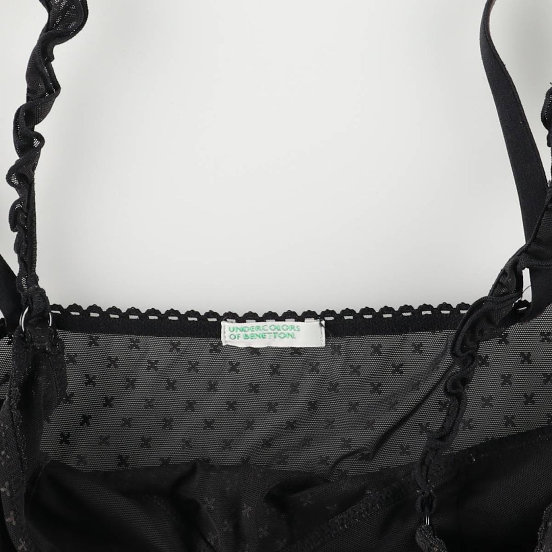 United Colors of Benetton all-over print cropped see-through lingerie camisole, women's size XS unclear black type Vintage Second Hand