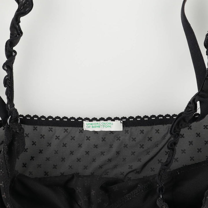 United Colors of Benetton all-over print cropped see-through lingerie camisole, women's size XS unclear black type Vintage Second Hand