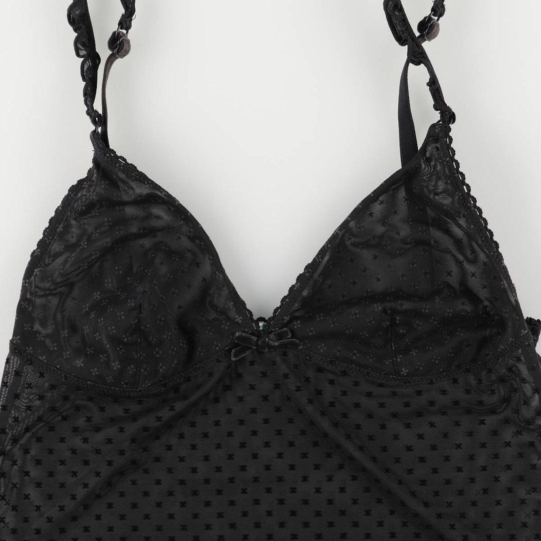 United Colors of Benetton all-over print cropped see-through lingerie camisole, women's size XS unclear black type Vintage Second Hand