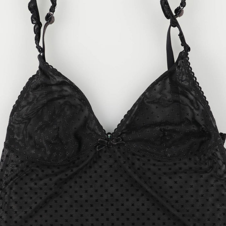 United Colors of Benetton all-over print cropped see-through lingerie camisole, women's size XS unclear black type Vintage Second Hand