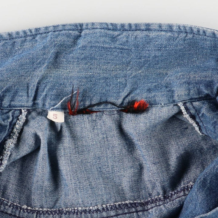 Vintage 1970'S UNKNOWN open-collar denim short-sleeve jumpsuit, women's size XS unclear blue type Vintage Second Hand