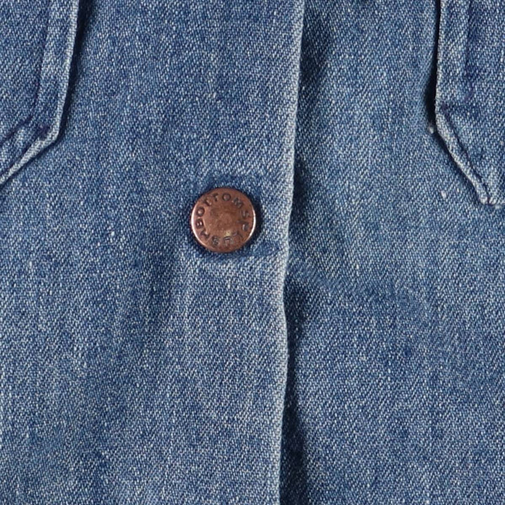 Vintage 1970'S UNKNOWN open-collar denim short-sleeve jumpsuit, women's size XS unclear blue type Vintage Second Hand