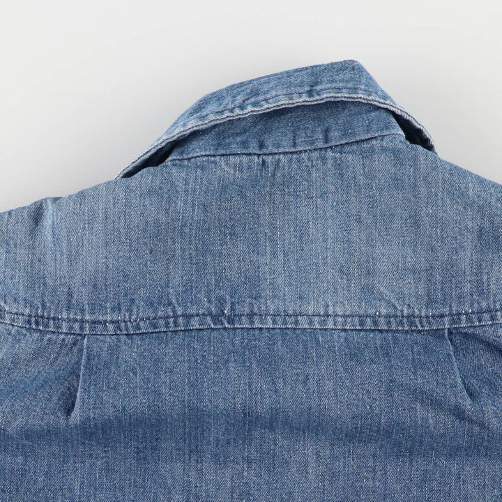 Vintage 1970'S UNKNOWN open-collar denim short-sleeve jumpsuit, women's size XS unclear blue type Vintage Second Hand