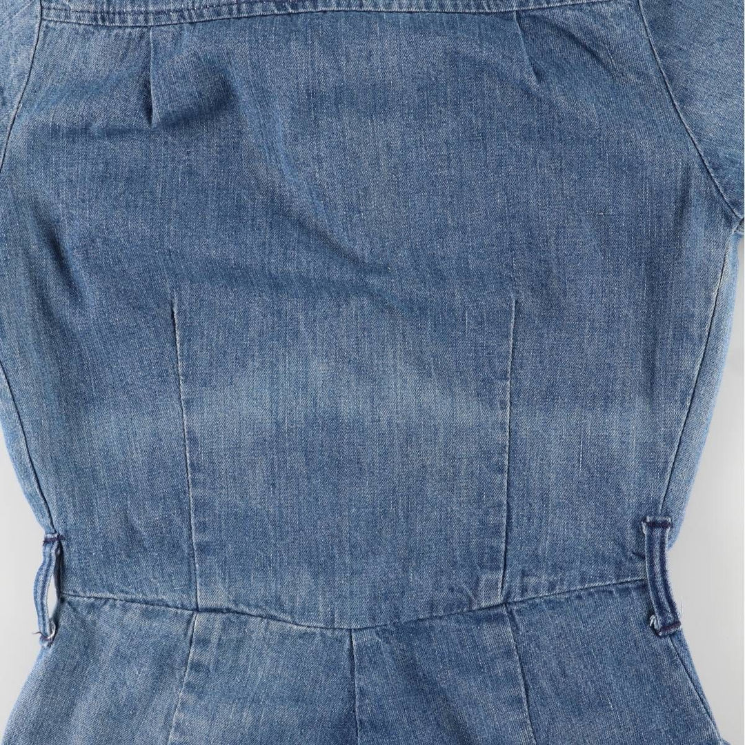 Vintage 1970'S UNKNOWN open-collar denim short-sleeve jumpsuit, women's size XS unclear blue type Vintage Second Hand