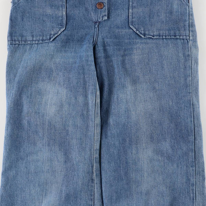 Vintage 1970'S UNKNOWN open-collar denim short-sleeve jumpsuit, women's size XS unclear blue type Vintage Second Hand