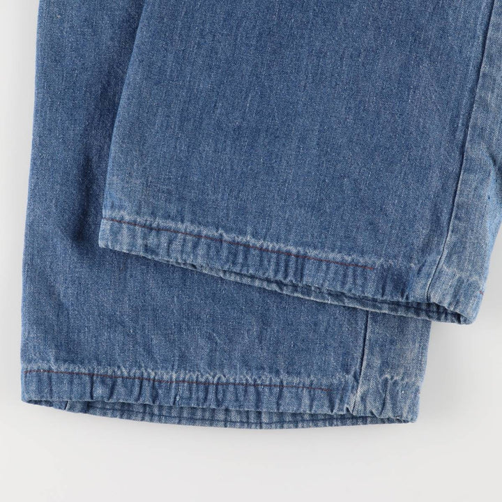 Vintage 1970'S UNKNOWN open-collar denim short-sleeve jumpsuit, women's size XS unclear blue type Vintage Second Hand