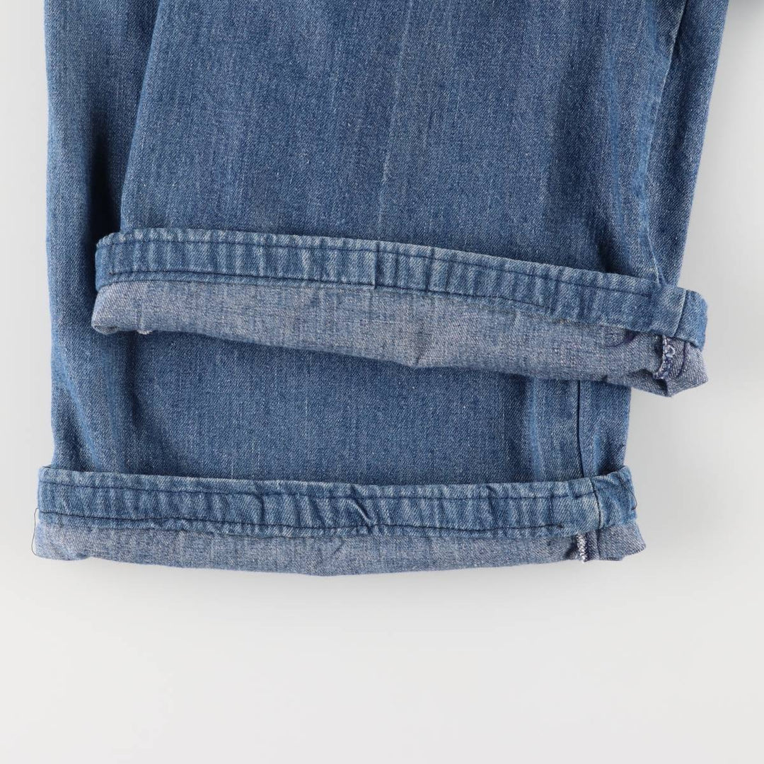 Vintage 1970'S UNKNOWN open-collar denim short-sleeve jumpsuit, women's size XS unclear blue type Vintage Second Hand