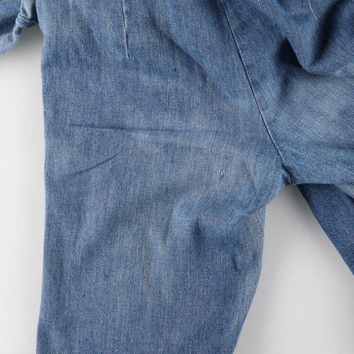 Vintage 1970'S UNKNOWN open-collar denim short-sleeve jumpsuit, women's size XS unclear blue type Vintage Second Hand