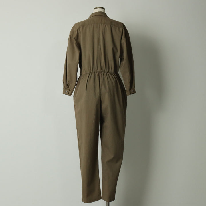 Vintage 80s-90'S NITAYA open collar, 3/4 sleeve jumpsuit, made in the USA, women's size S cotton Khaki type Vintage Second Hand