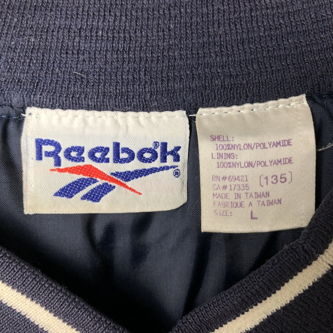 90'S Reebok V-neck nylon pullover, men's size L, vintage Nylon navy blue type Vintage Second Hand