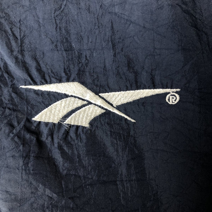 90'S Reebok V-neck nylon pullover, men's size L, vintage Nylon navy blue type Vintage Second Hand