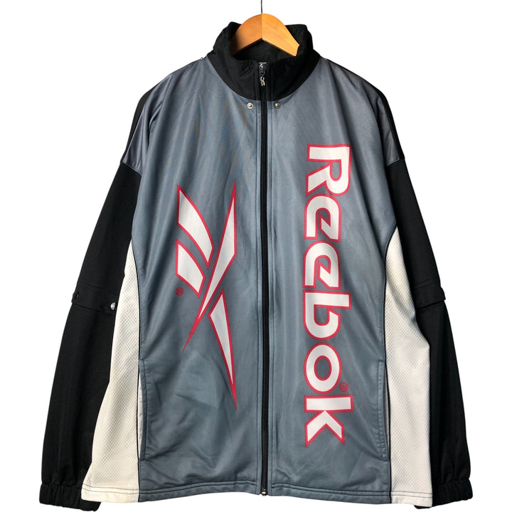 Vintage 90'S Reebok 2-Way Jersey Track Jacket, Men's XL polyester Silver type Vintage Second Hand
