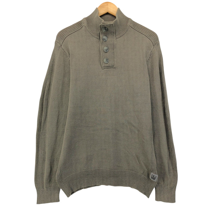 2000s~ Calvin Klein Jeans Ribbed Cotton Knit Half-Button Sweater, Men's Size M cotton Khaki type Vintage Second Hand