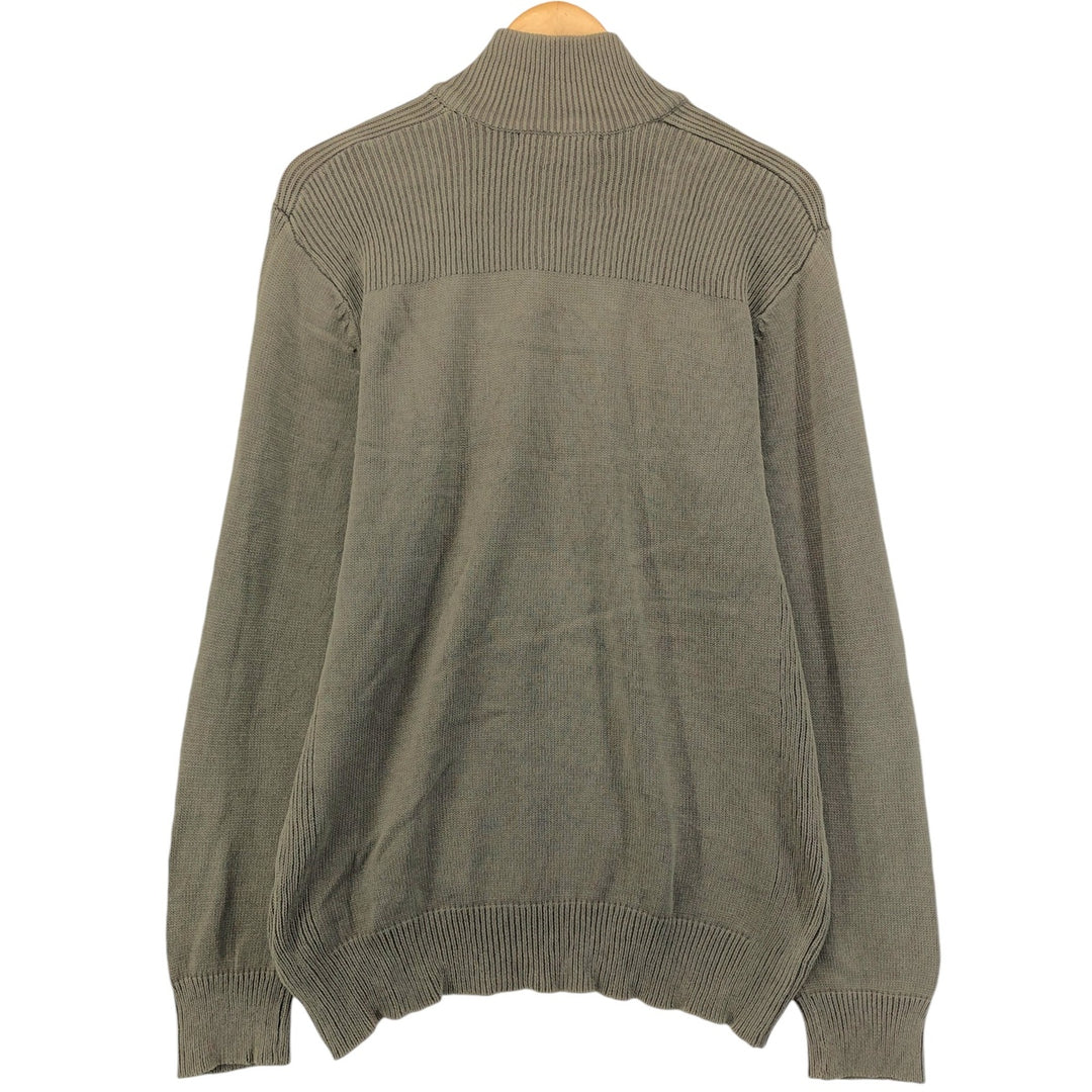 2000s~ Calvin Klein Jeans Ribbed Cotton Knit Half-Button Sweater, Men's Size M cotton Khaki type Vintage Second Hand