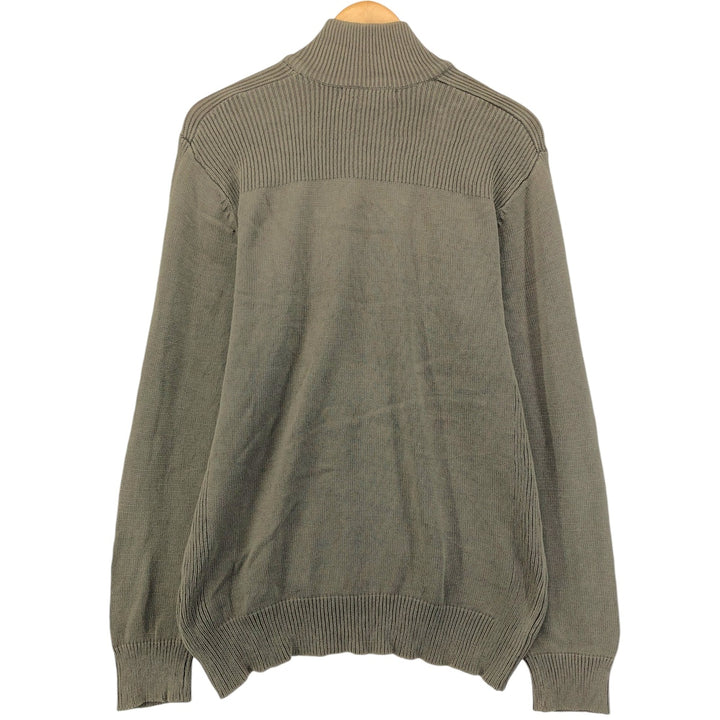 2000s~ Calvin Klein Jeans Ribbed Cotton Knit Half-Button Sweater, Men's Size M cotton Khaki type Vintage Second Hand
