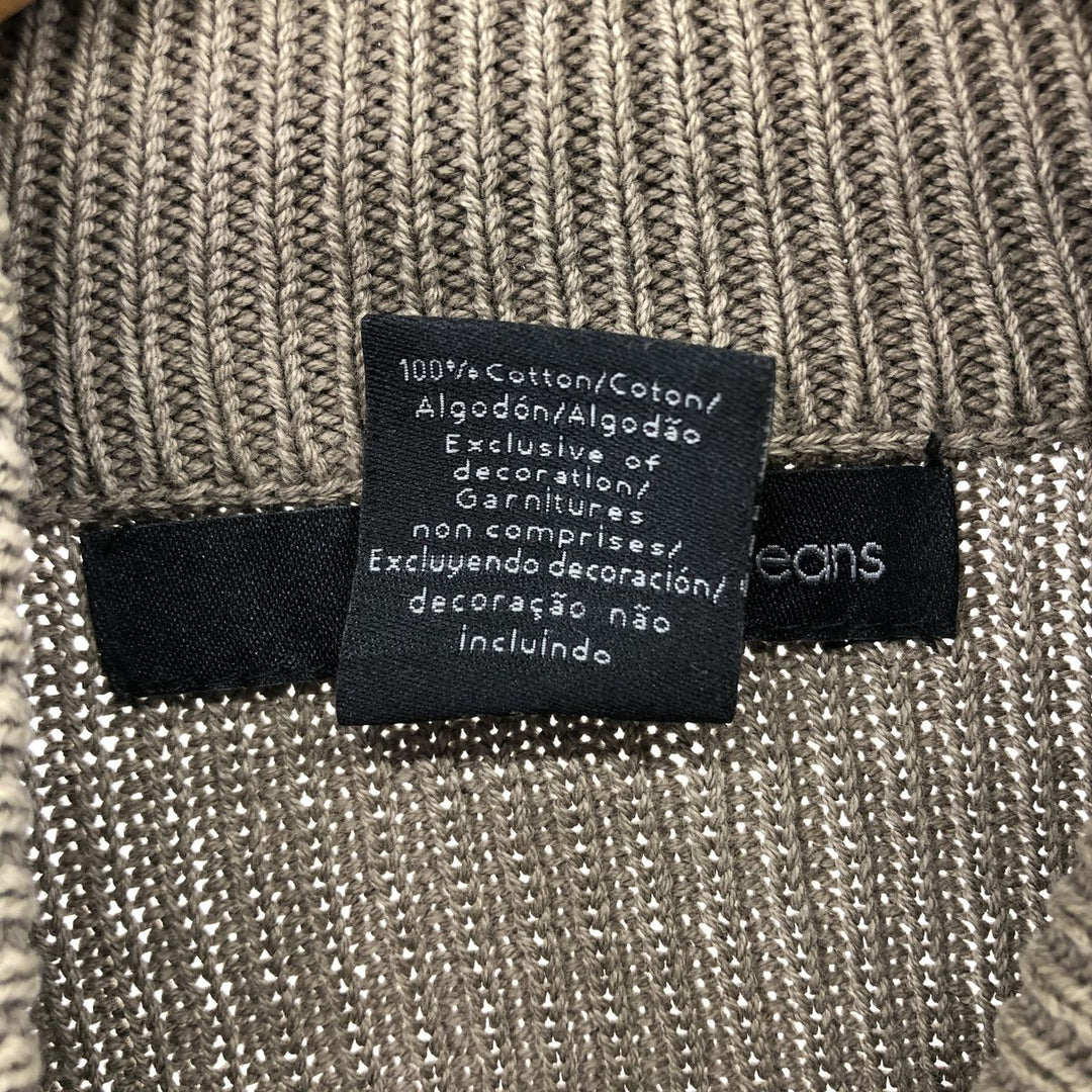 2000s~ Calvin Klein Jeans Ribbed Cotton Knit Half-Button Sweater, Men's Size M cotton Khaki type Vintage Second Hand