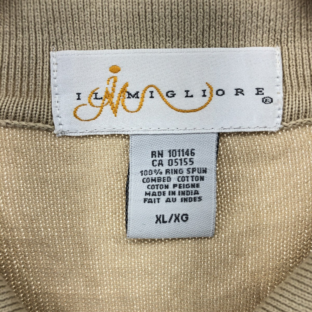 IL MIGLIORE Polo Knit Sweater Men's XL cotton Beige type Vintage Second Hand