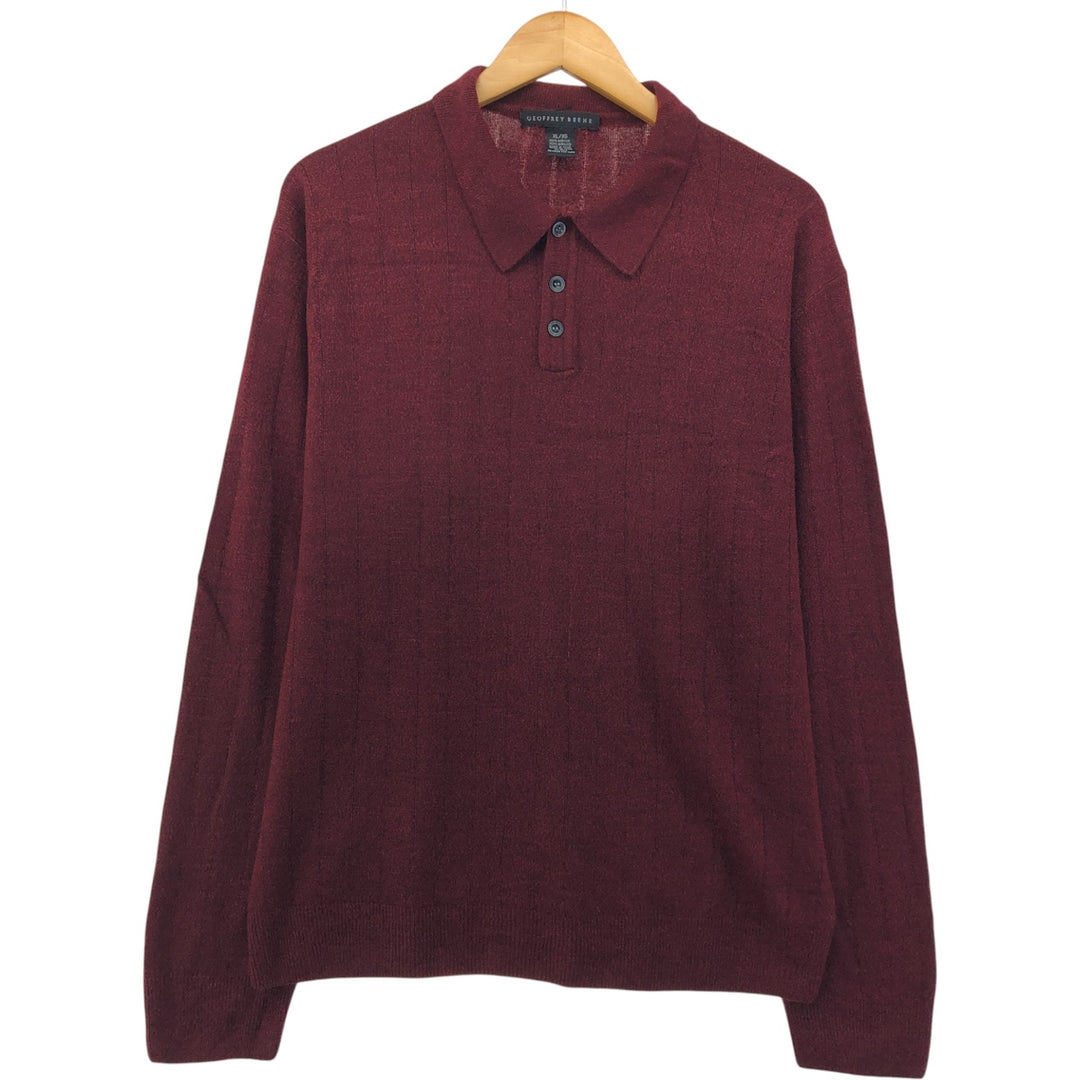 Geoffrey Beene polo knit sweater, men's size XL acrylic burgundy type Vintage Second Hand