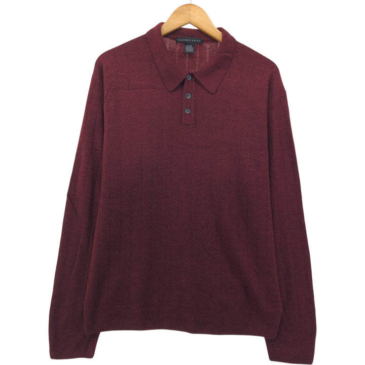 Geoffrey Beene polo knit sweater, men's size XL acrylic burgundy type Vintage Second Hand