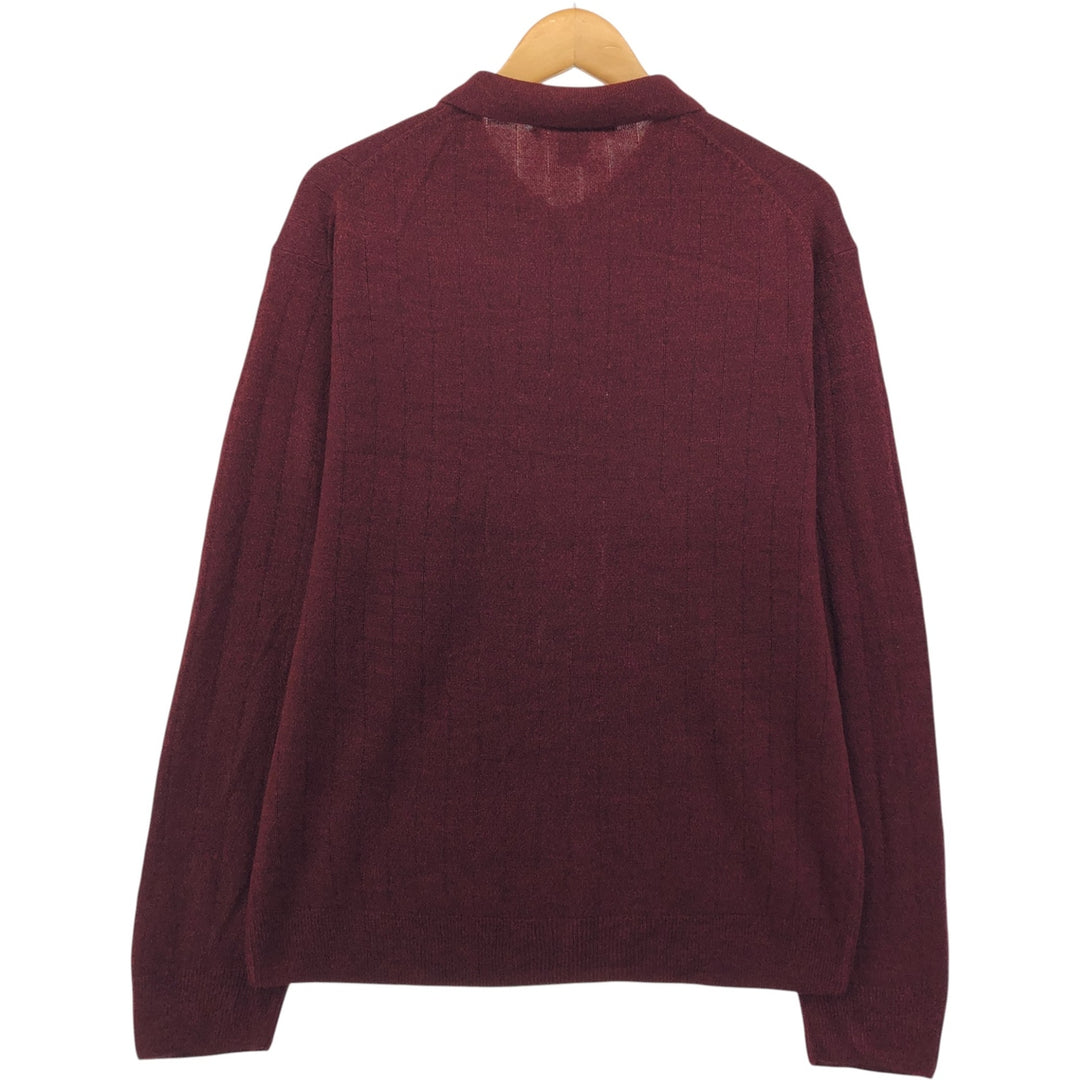 Geoffrey Beene polo knit sweater, men's size XL acrylic burgundy type Vintage Second Hand