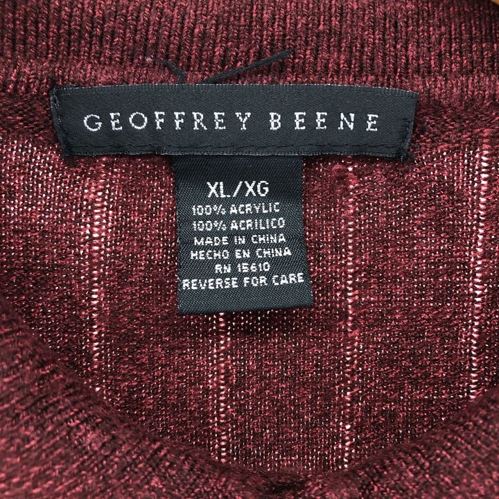 Geoffrey Beene polo knit sweater, men's size XL acrylic burgundy type Vintage Second Hand