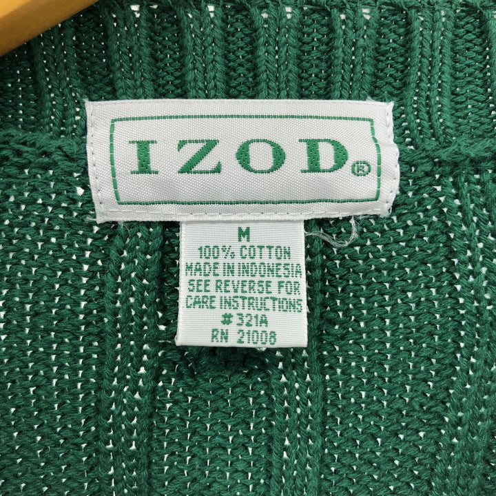 IZOD Cable Knit Cotton Sweater, Men's Size Medium cotton green type Vintage Second Hand